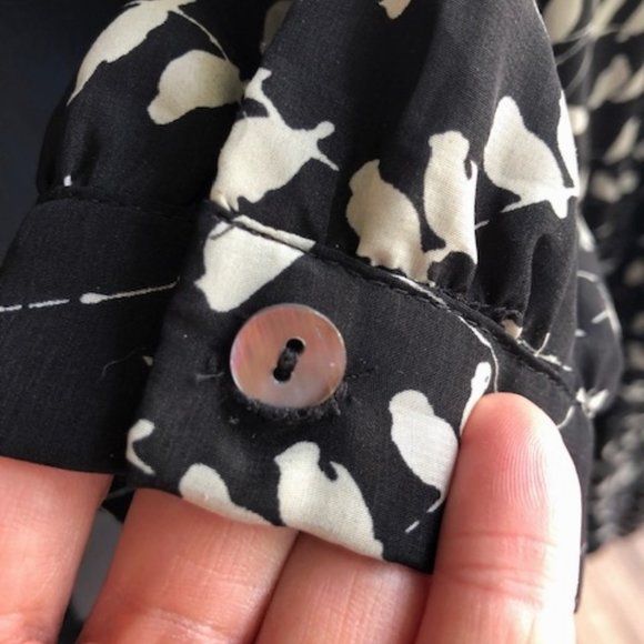 Pink Martini Dress - Medium, Black w/ White Birds, Midi-length, Short sleeves - Picture 5 of 7